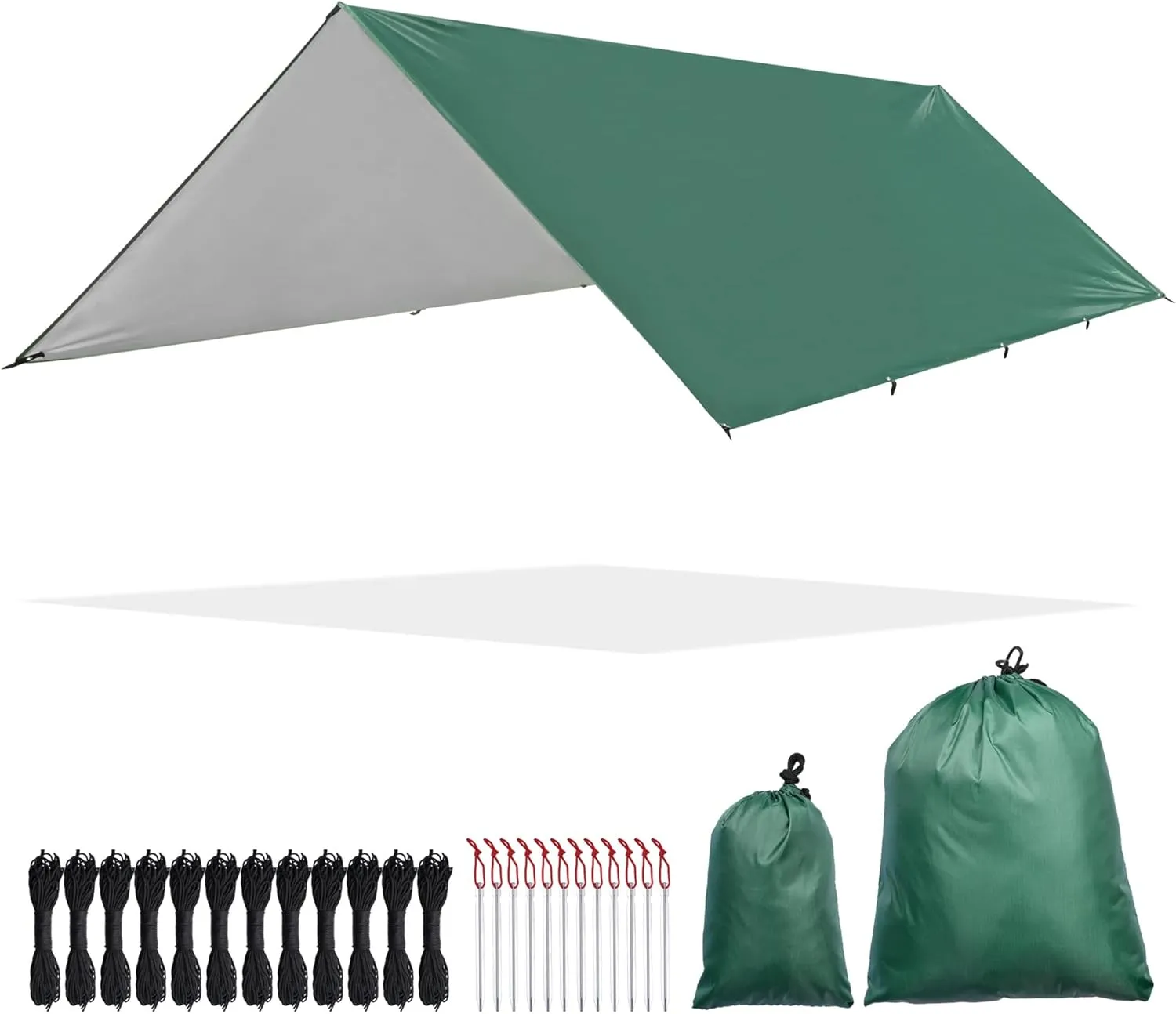 Yescom Hammock Rain Fly Waterproof Tent Tarp, 210D Oxford, UV Protection and PU3000mm Lightweight Shelter Canopy Including Accessories for Camping, Backpacking and Outdoor Adventure (Green-10x13FT)