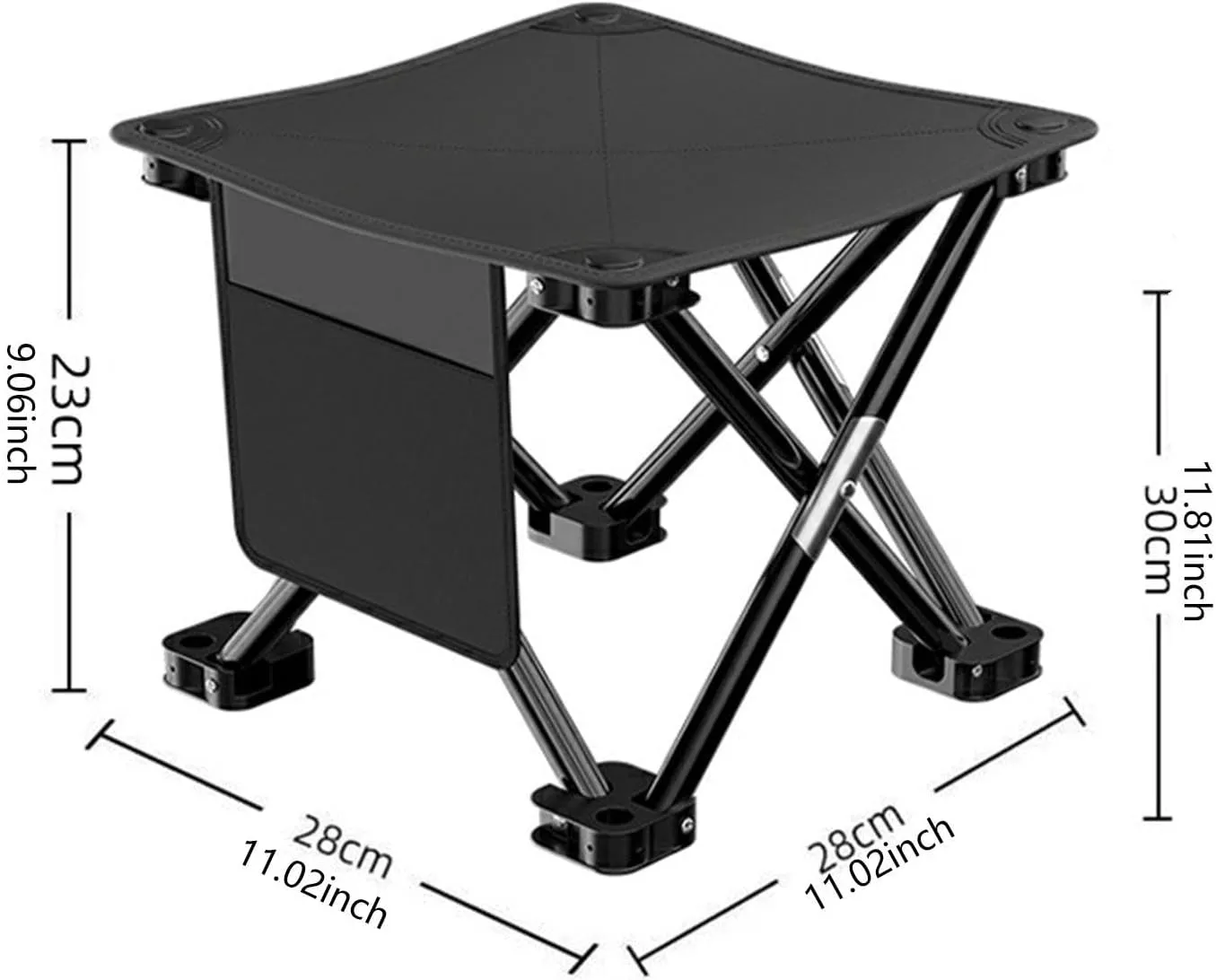 Yiju Folding Camping Stool Recliner Foot Rest Strong Load Bearing Portable Small Foldable Chair for Hiking Travel BBQ Backpacking, Black, 28cmx28cmx23cm