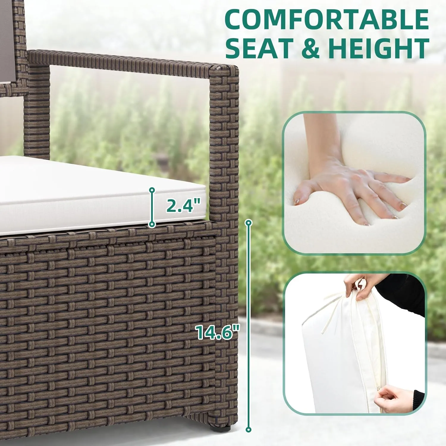 YITAHOME 70 Gallon All-Weather PE Rattan Storage Bench, Waterproof Deck Box Seat for Patio Furniture, Outdoor Cushions, Pool & Garden Tools, Brown