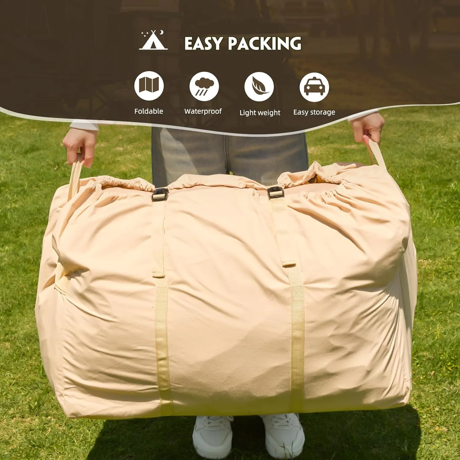 Yoleny 4/6/8/10/12 Person Inflatable Camping Tent with Extended Canopy, Mesh Windows & Pump, 4 Season Glamping Tent with 1-2 Room, Upgraded Waterproof Oxford, Easy Setup