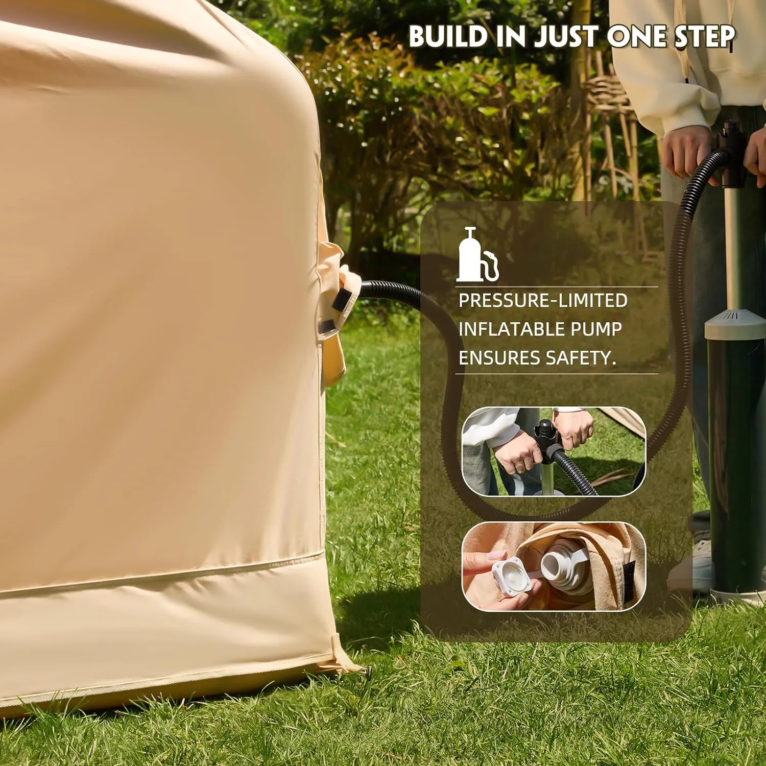 Yoleny 4/6/8/10/12 Person Inflatable Camping Tent with Extended Canopy, Mesh Windows & Pump, 4 Season Glamping Tent with 1-2 Room, Upgraded Waterproof Oxford, Easy Setup