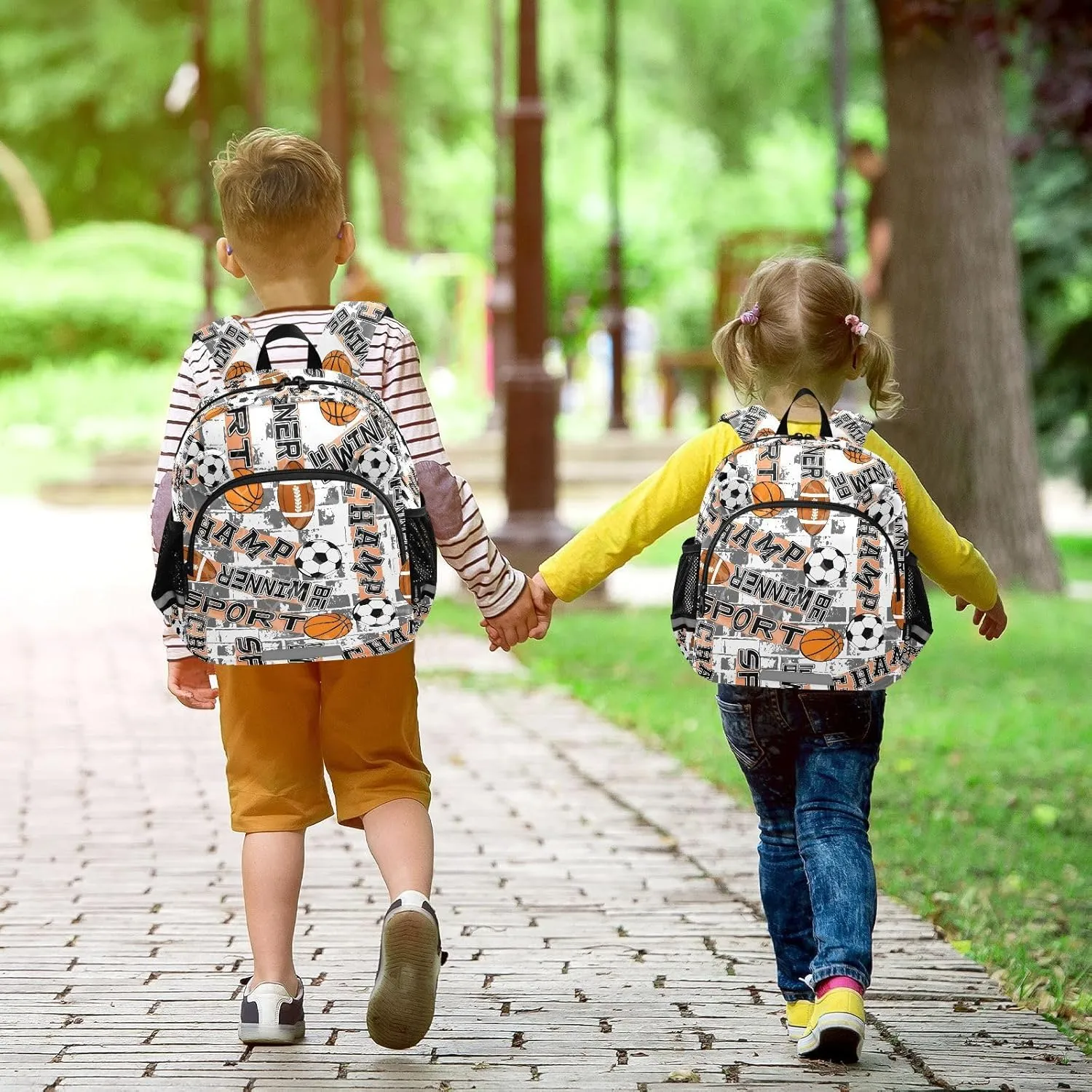 ZAZYXTJ Personalized Basketball Football Ball Kids Backpack for Boys Girls Toddler School Bag with Chest Strap Ears Preschool Backpack 3-6 Years Old