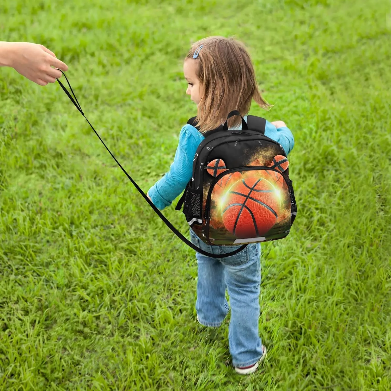 ZAZYXTJ Personalized Basketball Kids Backpack for Boys Girls Toddler School Bag with Chest Strap Ears Preschool Backpack 3-6 Years Old