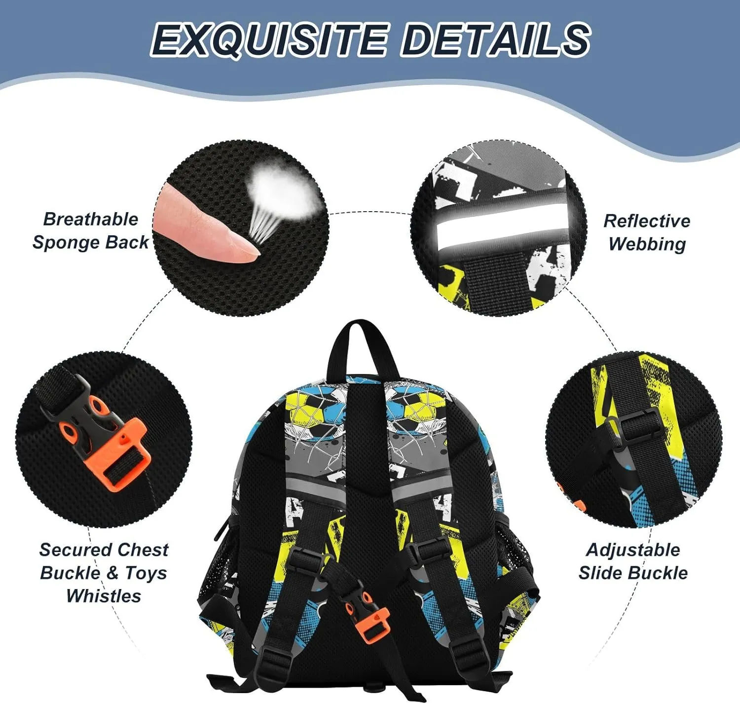 ZAZYXTJ Personalized Soccer Kids Backpack for Boys Girls Toddler School Bag with Chest Strap Ears Preschool Backpack 3-6 Years Old