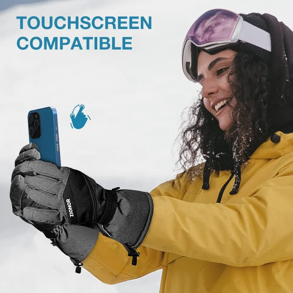 ZIONOR Ski Gloves, Waterproof Snow Gloves with 3M Thinsulate Insulation Touchscreen Snowboard Snowmobile Gloves for Men Women