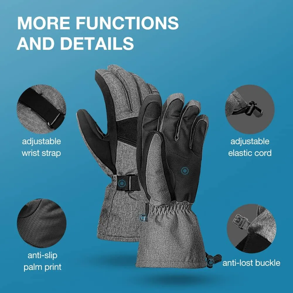 ZIONOR Ski Gloves, Waterproof Snow Gloves with 3M Thinsulate Insulation Touchscreen Snowboard Snowmobile Gloves for Men Women