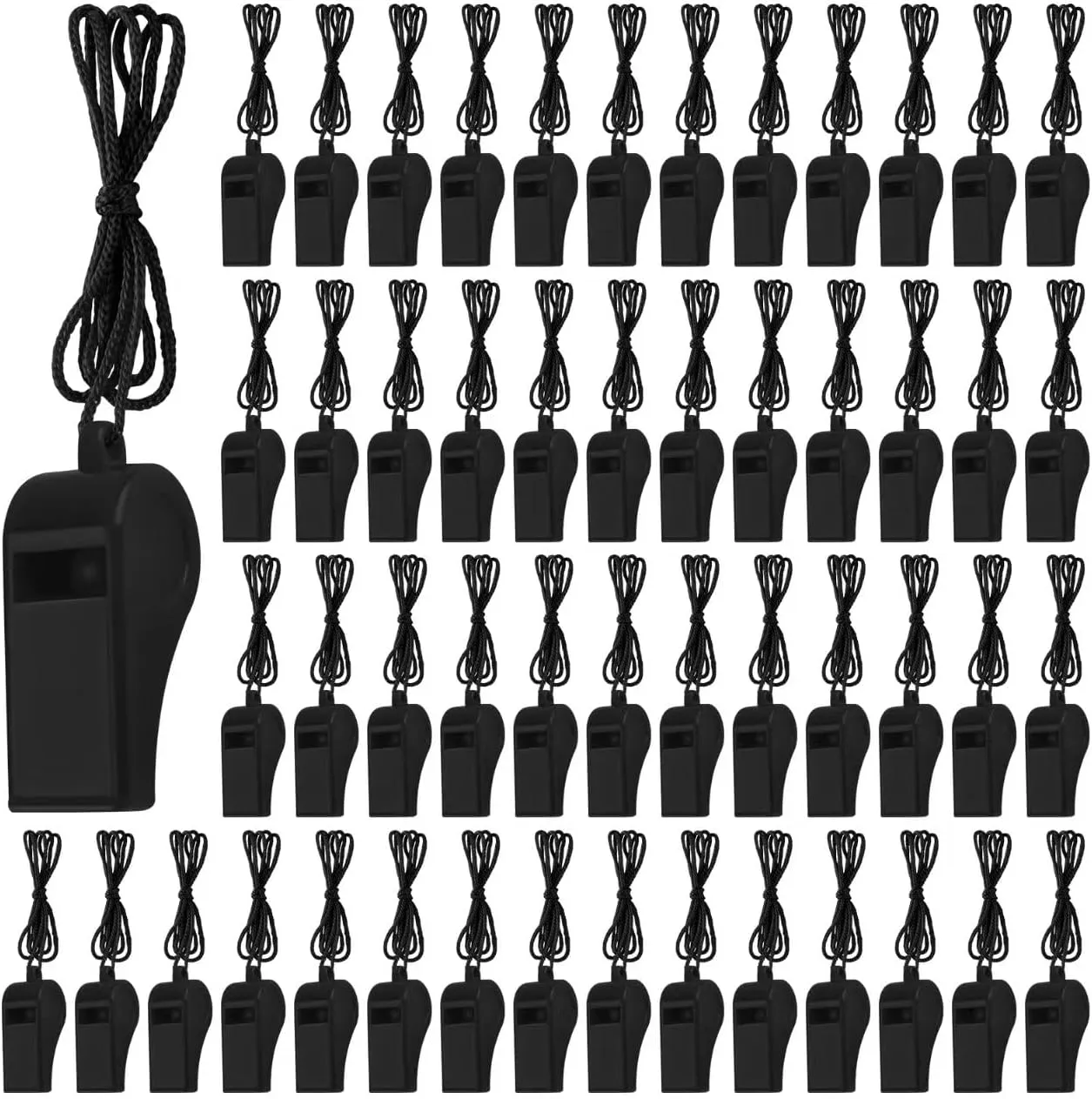 Zuazaor 300 Pieces Referee Whistles in Bulk Loud Plastic Emergency Whistle with Lanyard Sports Whistles for Trainning Whistles Party Whistles for Parties Gift Boxes Fillers