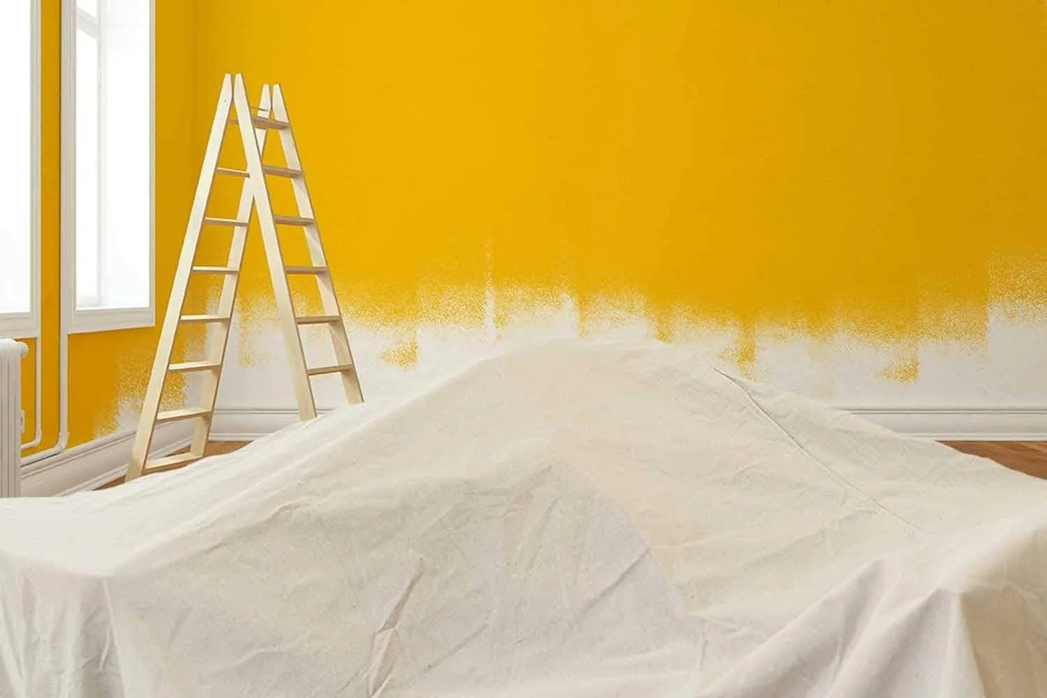 ZUPERIA Canvas Drop Cloth for Painting (Size 6'x9' Feet Pack of 4) Painters Drop Cloth for Painting, Furniture & Floor Protection All Purpose Thick Canvas tarp with Double Stitched Edges