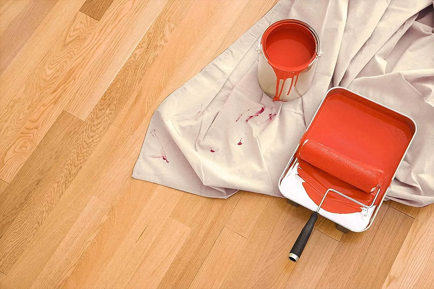 ZUPERIA Canvas Drop Cloth for Painting (Size 6'x9' Feet Pack of 4) Painters Drop Cloth for Painting, Furniture & Floor Protection All Purpose Thick Canvas tarp with Double Stitched Edges